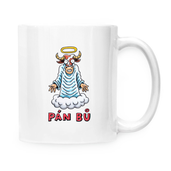 Hrnek malý bílý s potiskem Pán Bů