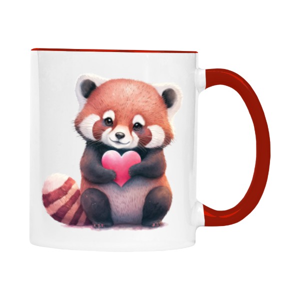 Hrnek malý barevný s potiskem Panda červená