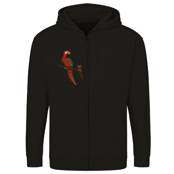 Mikina na zip unisex s potiskem Papoušek