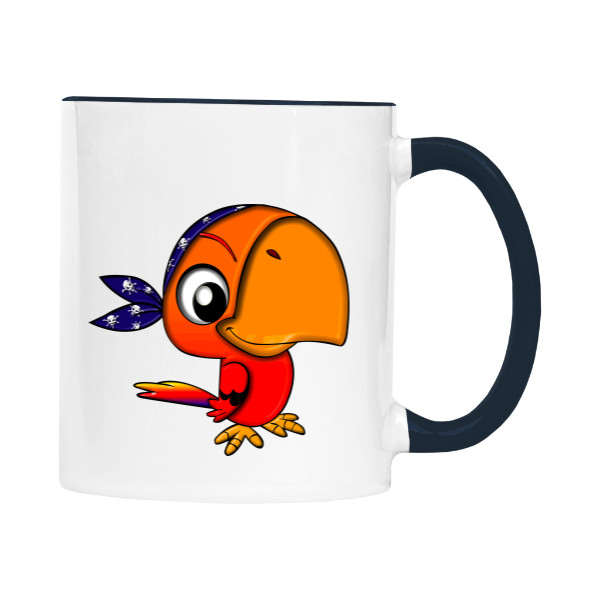 Hrnek malý barevný s potiskem Papoušek