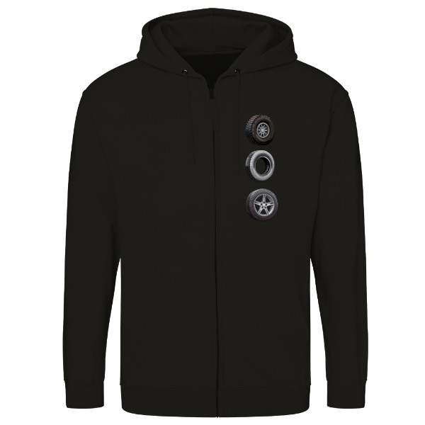 Mikina na zip unisex s potiskem Pneu