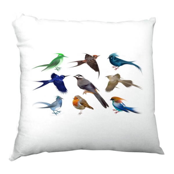 Polštář saténový s potiskem Ptáčci