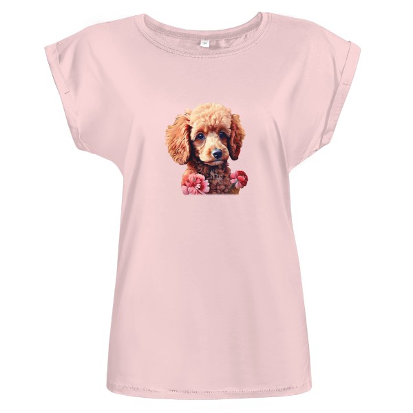 Tričko s potiskem Pudl a kytičky