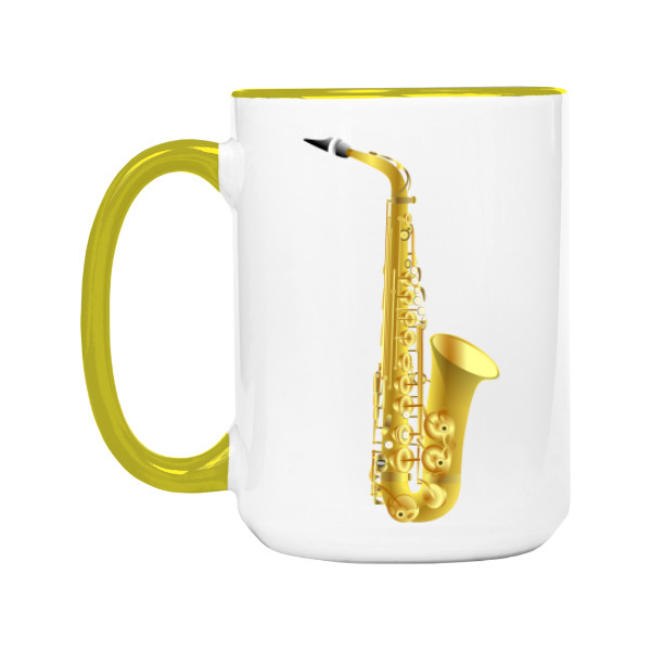 Hrnek velký barevný s potiskem Saxofon