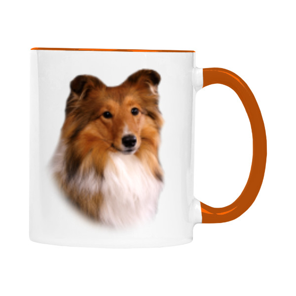 Hrnek malý barevný s potiskem Šeltie