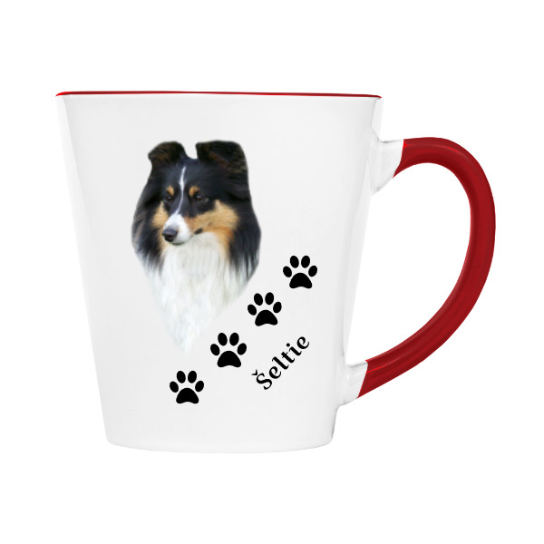 Hrnek kónický barevný s potiskem Šeltie