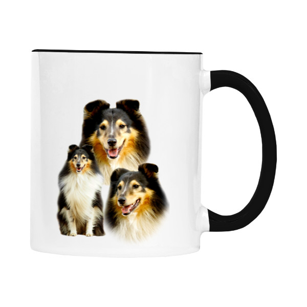 Hrnek malý barevný s potiskem Šeltie