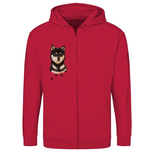 Mikina na zip unisex s potiskem Šiba-Inu