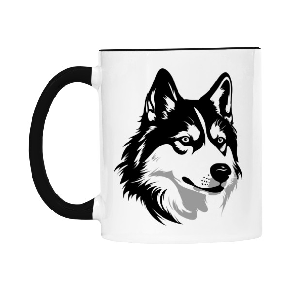 Hrnek malý barevný s potiskem Sibiřský husky 