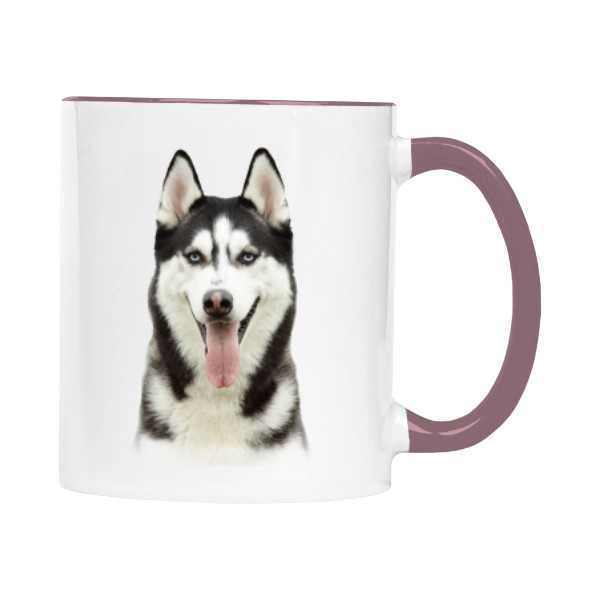 Hrnek malý barevný s potiskem Sibiřský husky