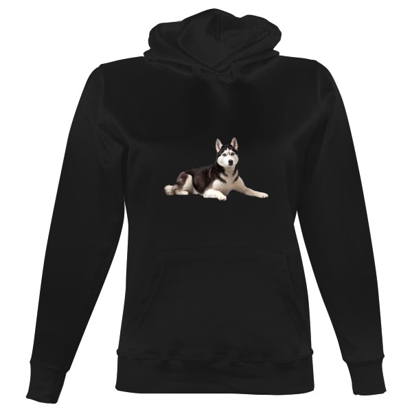 Dámská mikina s kapucí s potiskem Sibiřský husky