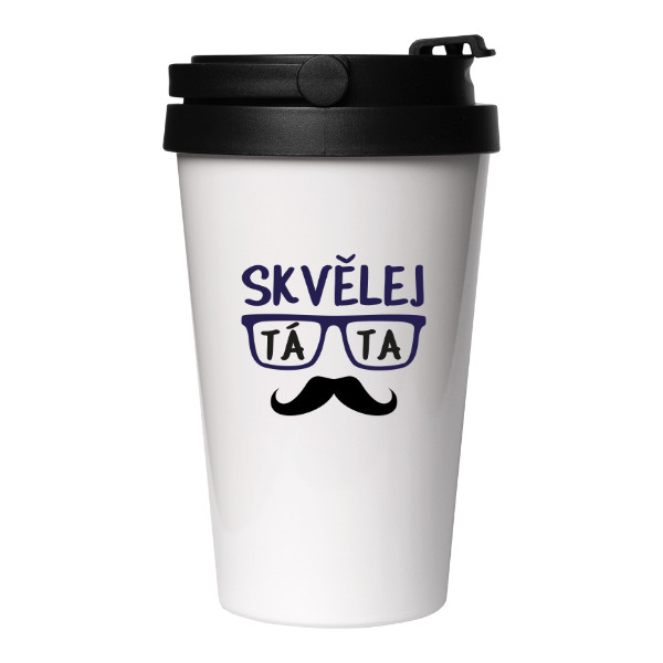 Cestovní nerezový hrnek s potiskem Skvělej táta