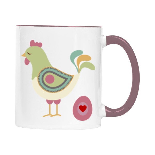 Hrnek malý barevný s potiskem Slepička s vajíčkem