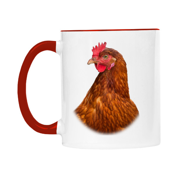 Hrnek malý barevný s potiskem Slepice