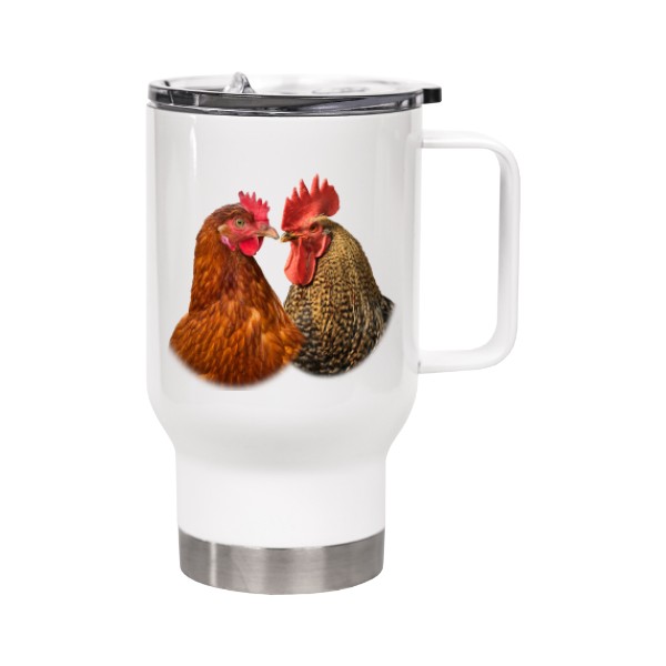 Cestovní termohrnek s uchem s potiskem Slepice