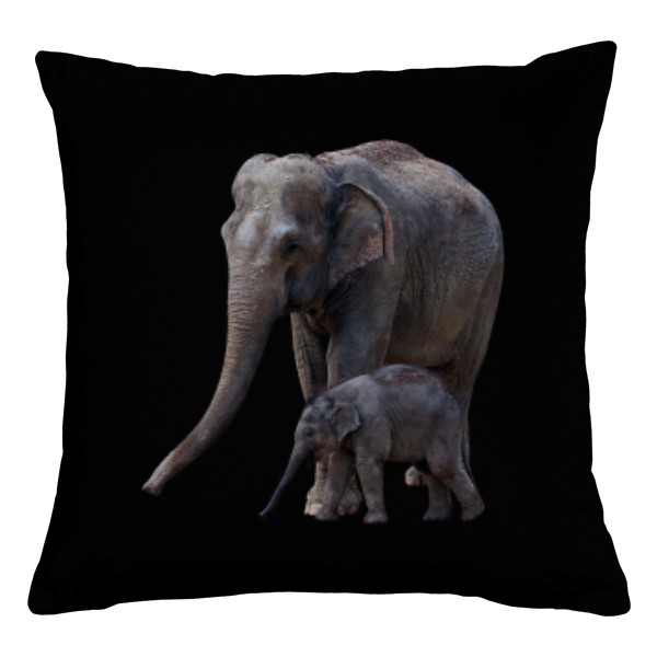Polštář bavlněný  s potiskem Slonice se slůnětem