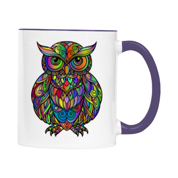 Hrnek malý barevný s potiskem Sova