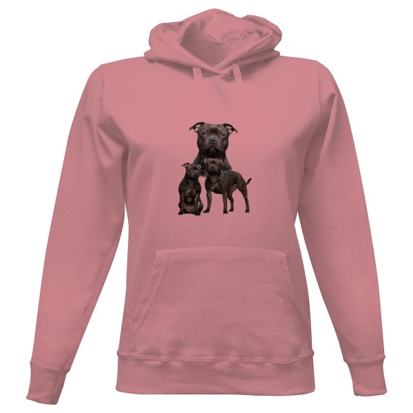 Dámská mikina s kapucí s potiskem Stafordšírský bulteriér