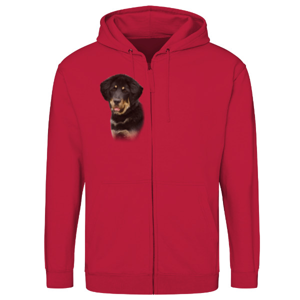 Mikina na zip unisex s potiskem Tibetská doga