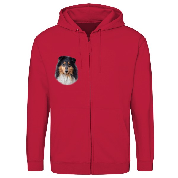 Mikina na zip unisex s potiskem Dlouhosrstá kolie