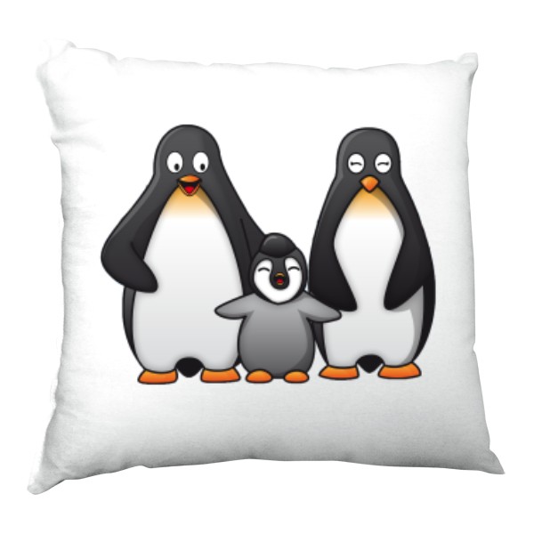 Polštář saténový s potiskem Rodinka tučňáku