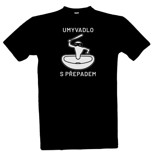 Tričko s potiskem UMYVADLO S PŘEPADEM negativ