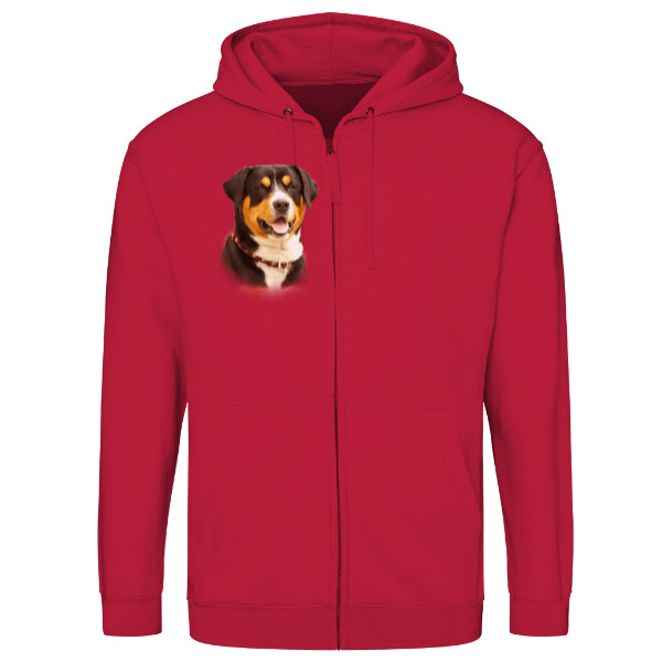 Mikina na zip unisex s potiskem Velký švýcarský salašnický pes