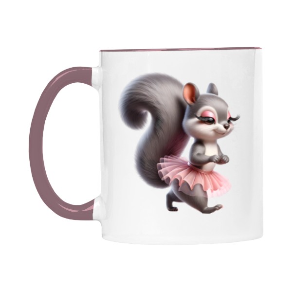 Hrnek malý barevný s potiskem Veverka v sukýnce