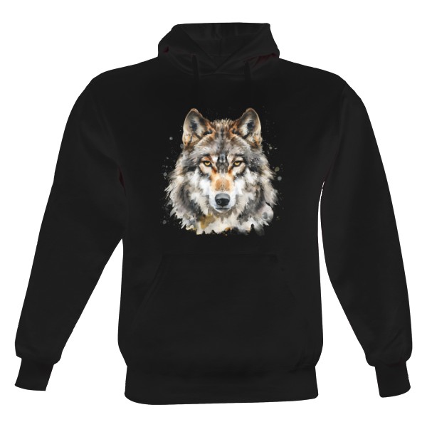 Pánská mikina s kapucí s potiskem Vlk