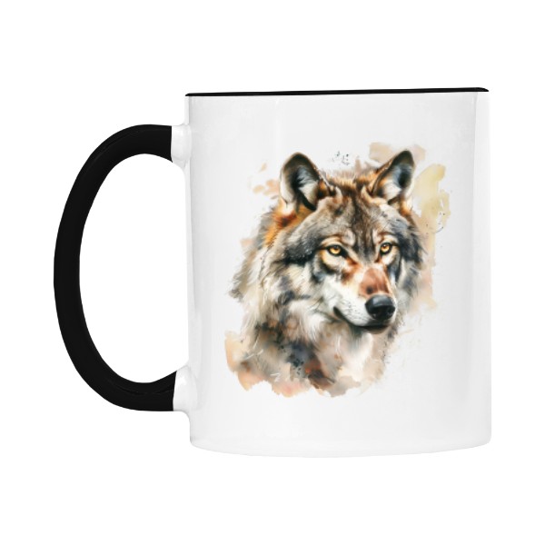 Hrnek malý barevný s potiskem Vlk