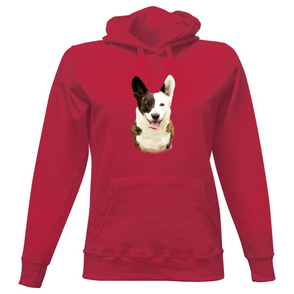 Dámská mikina s kapucí s potiskem Welsch Corgi 