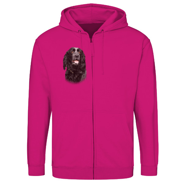 Mikina na zip unisex s potiskem Modrý pikardský ohař 