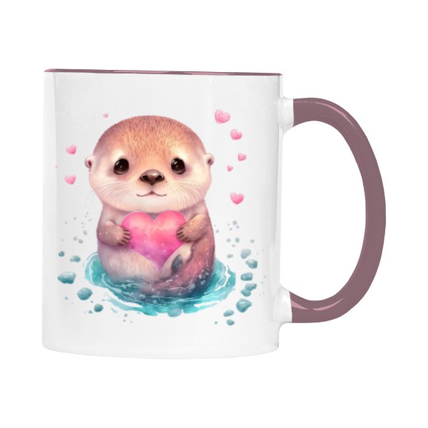 Hrnek malý barevný s potiskem Zamilovaná vydra