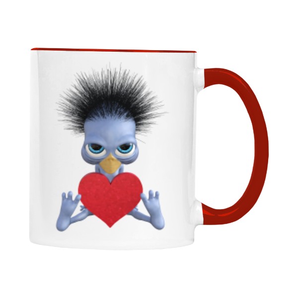 Hrnek malý barevný s potiskem Zamilovaný ptáček