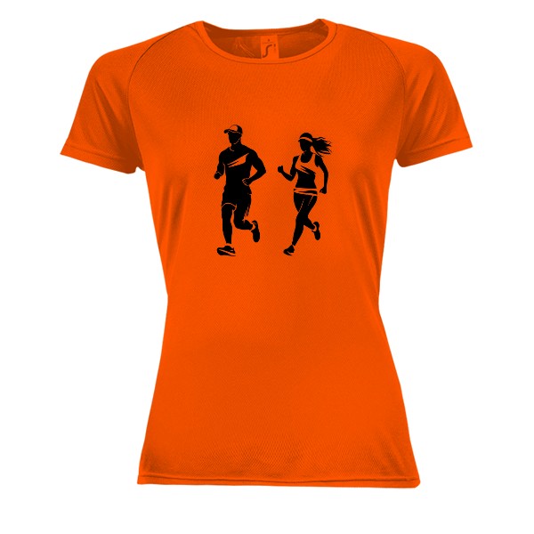 Dámské funkční tričko s potiskem Žena a muž beží