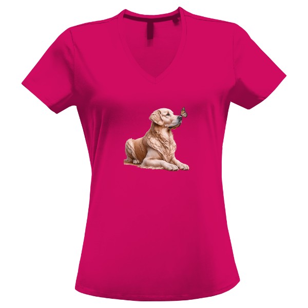 Tričko s potiskem Zlatý retrívr s motýlkem