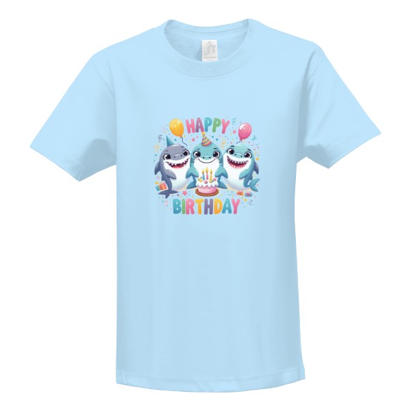 Tričko s potiskem Žraloci slaví narozeniny