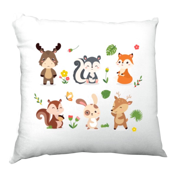 Polštář saténový s potiskem Zvířátka